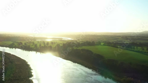 Irish countryside at sunrise, drone video