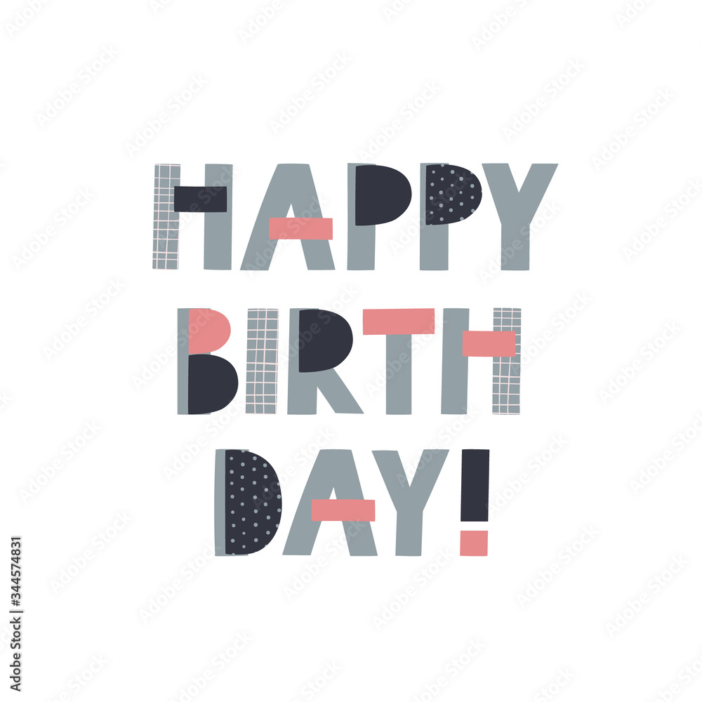 Obraz premium Happy Birthday lettering illustration postcard