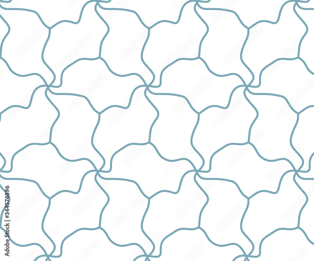 Obraz premium Repeating wavy line vector pattern, blue line