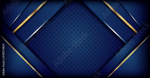 Luxurious dark blue background with golden lines combination