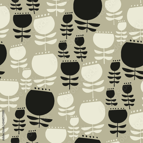 Round shape simple naive flowers pattern