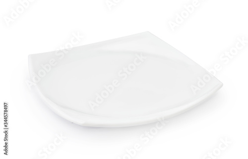 Empty white plate isolated on a white background.