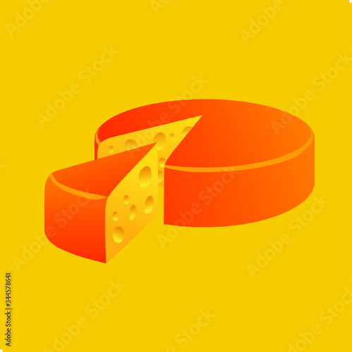 
Fresh yellow noble cheese on a yellow background