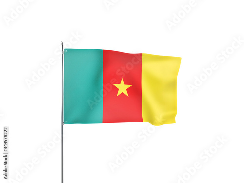 Cameroon flag waving white background 3D illustration