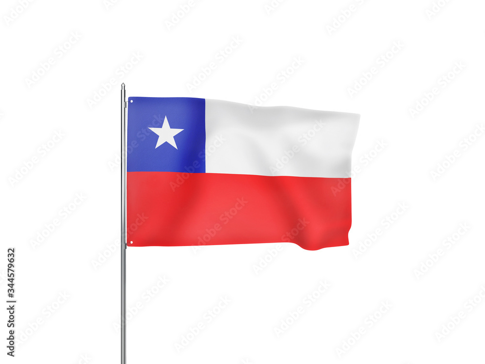 Chile flag waving white background 3D illustration Chile flag waving white background 3D illustration