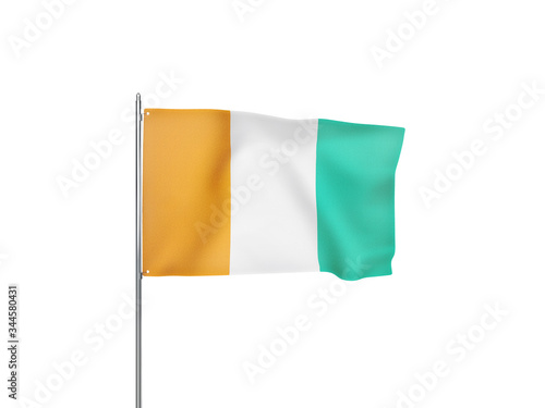 Foto Cote d'Ivoire flag waving white background 3D illustration