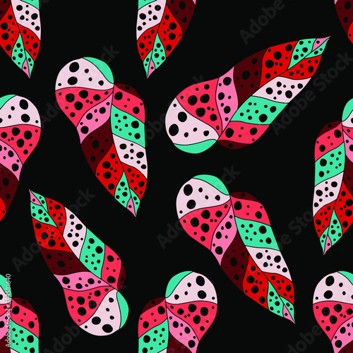 Modern abstract seamless pattern with creative colorful tropical leaves for d...
