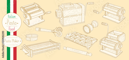 Pasta maker equipment for cooking italian food