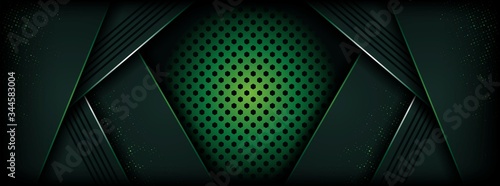 Luxury background with dark green abstract shapes
