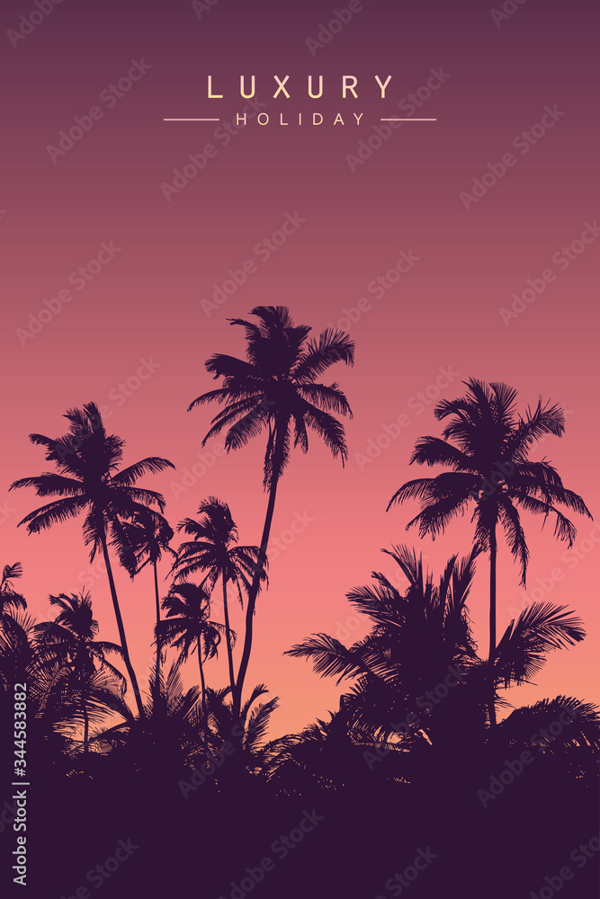luxury holiday palm tree silhouette background vector illustration EPS10