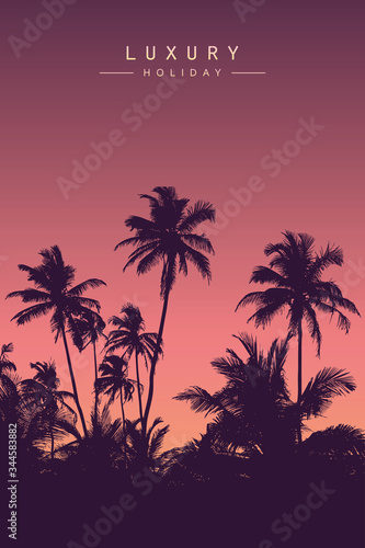 luxury holiday palm tree silhouette background vector illustration EPS10 © krissikunterbunt