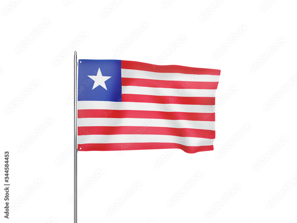 Liberia flag waving white background 3D illustration