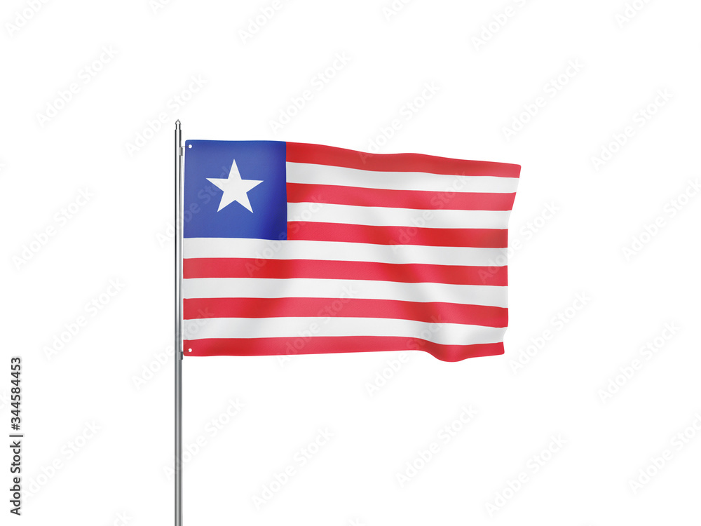 Liberia flag waving white background 3D illustration Liberia flag waving white background 3D illustration