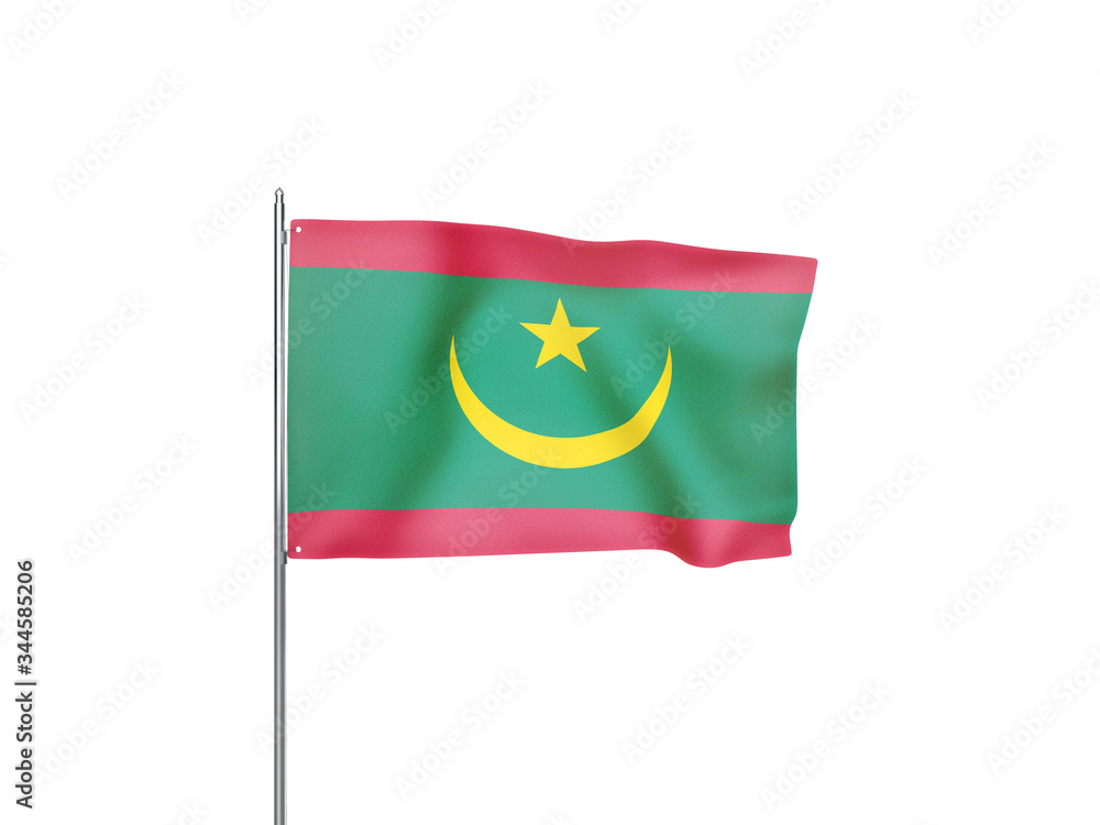Fototapeta premium Mauritania flag waving white background 3D illustration