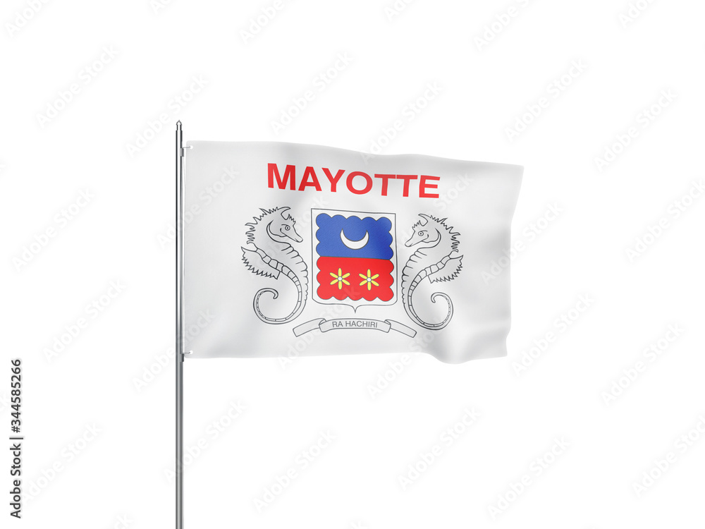 Mayotte flag waving white background 3D illustration Mayotte flag waving white background 3D illustration