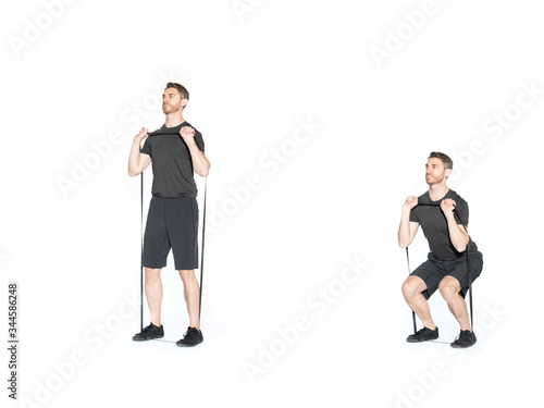 Band Resisted Front Squat Gym Exercise