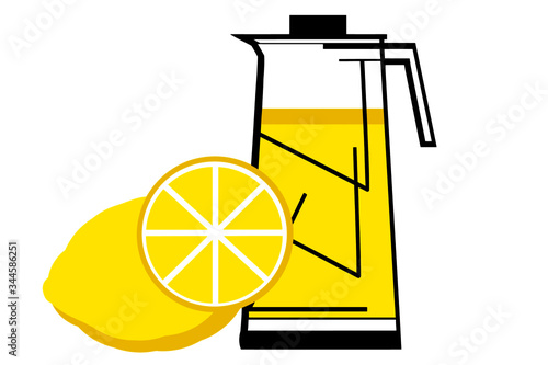 llemon citrus juice fruit lobule decanter bottle vector color sketch illustration image