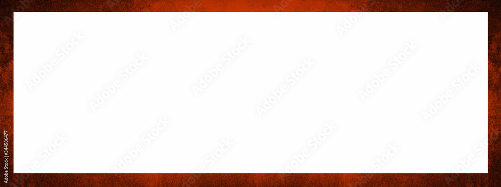 Red rustic weathered grunge frame isolated on white background, with space for text