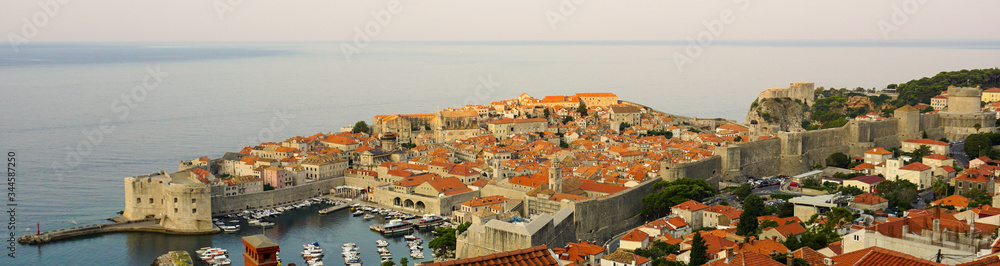 Early summer morning in the old fortress of Dubrovnik, panorama