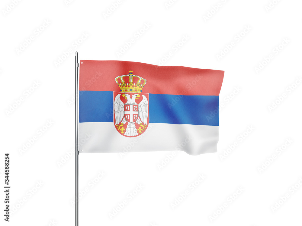 Obraz premium Serbia flag waving white background 3D illustration
