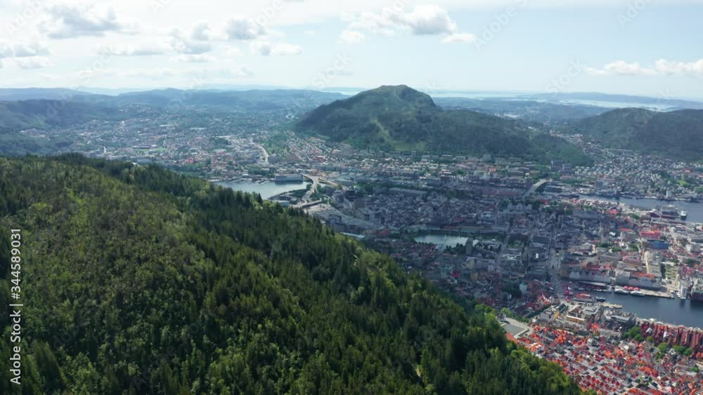 Flight over Bergen, the second largest city in Norway Flight over Bergen, the second largest city in Norway