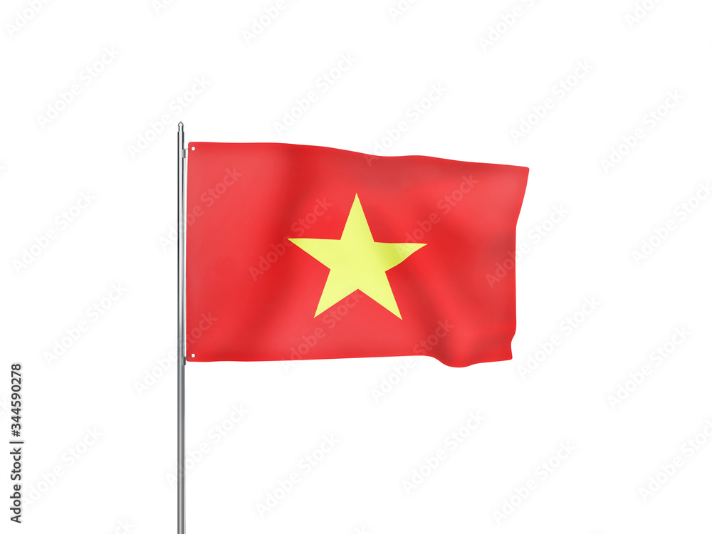 Vietnam flag waving white background 3D illustration Vietnam flag waving white background 3D illustration