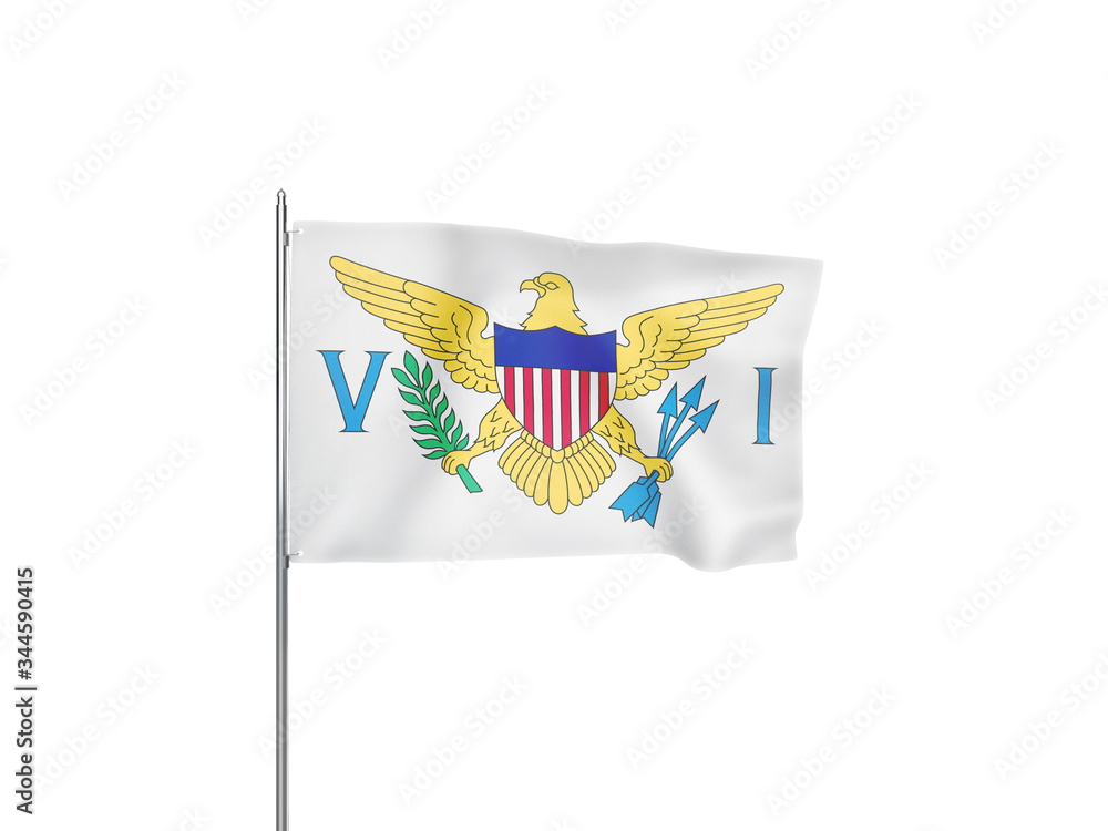 Virgin Islands US flag waving white background 3D illustration