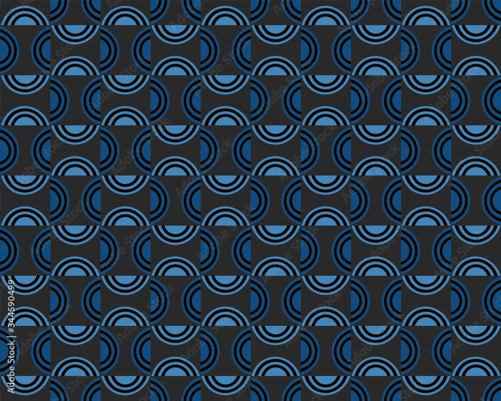 Seamless geometric pattern. classic blue waves tile background