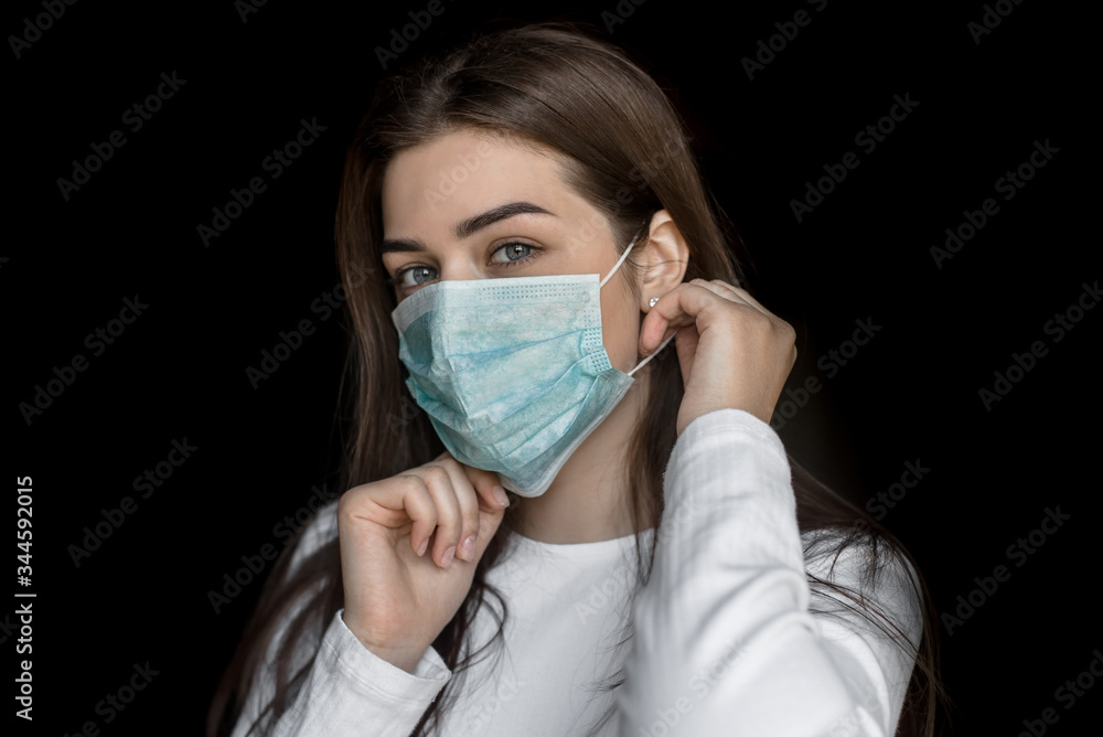 portrait of a girl in a medical mask