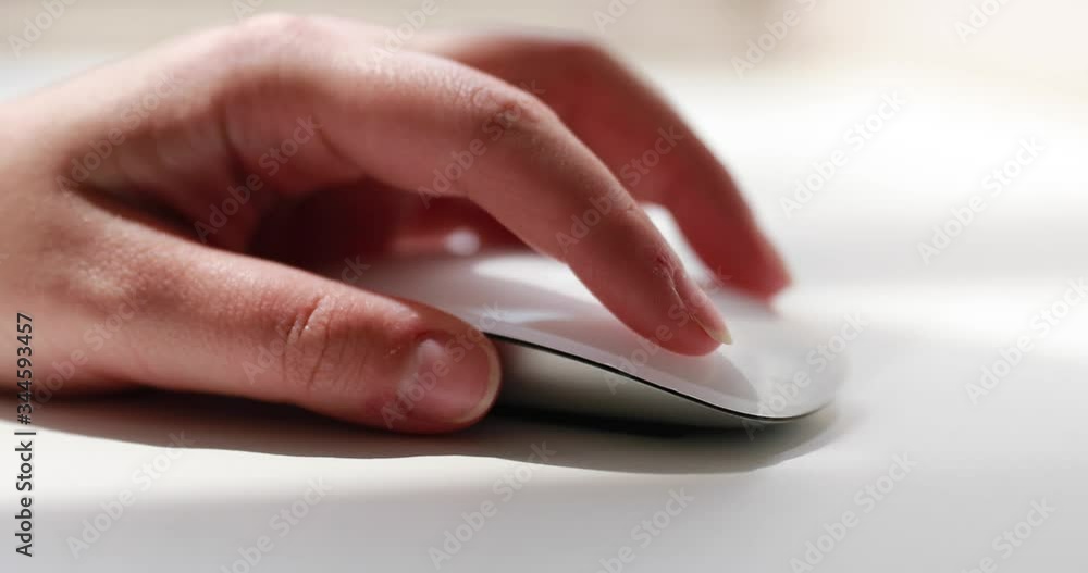 White Mouse Clicking on Clean Desk White Mouse Clicking on Clean Desk