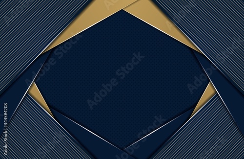 abstract blue overlap layer and golden polygonal background