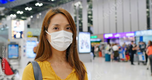 Asian Woman wear medical mask at airport