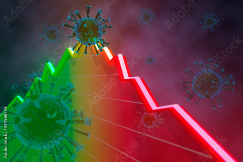 Crisis del mercado de valores debido a la pandemia mundial de coronavirus. 3D render photo