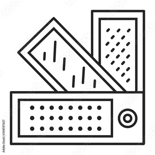 Fabric samples palette black line icon. Different types and colors of fabric. Depends on the taste of the buyer. Pictogram for web page, mobile app, promo. UI UX GUI design element. Editable stroke