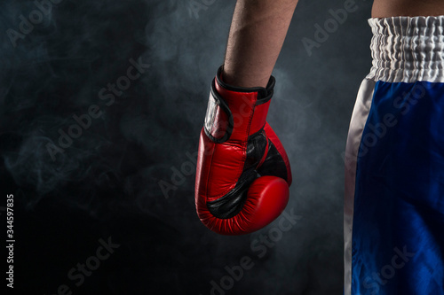 Detail smoke boxing fighter.