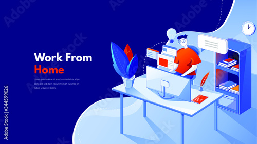 Vector Flat Illustration Work From Home