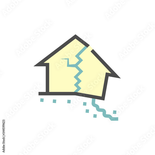 Collapsed house vector icon design.