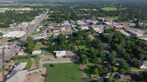 Small town residential area and downtown, Madisonville, Texas, USA photo