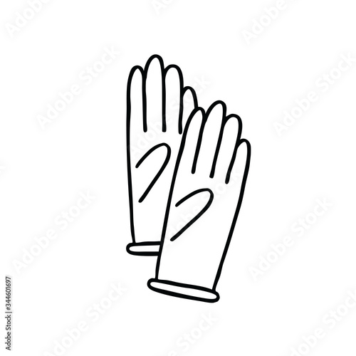 latex gloves doodle icon, vector illustration