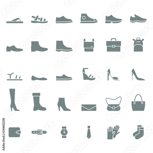 Set of men's and women's shoes and accessories icons. Vector illustration