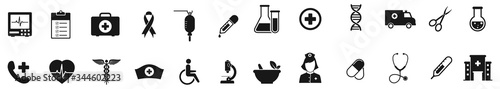 Medical and Health flat icons set. vector Illustration