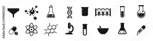 Science laboratory icons on white background. Chemistry icon vector Illustration photo