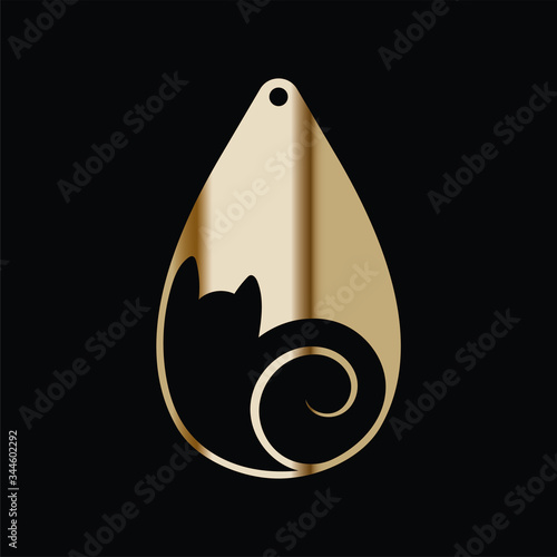 Earring Design. Cutout jewellery with sleeping cat. Template is suitable for creating dainty & fashion women jewellery: earrings, necklace, keychain.