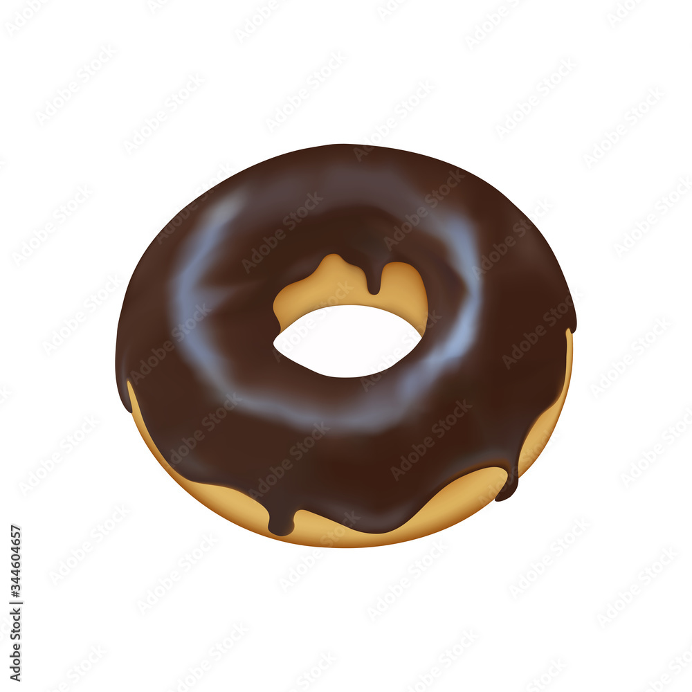 Chocolate glazed ring donut. Vector design isolated on white background. Ring doughnut. Chocolate glazed ring donut. Vector design isolated on white background. Ring doughnut.