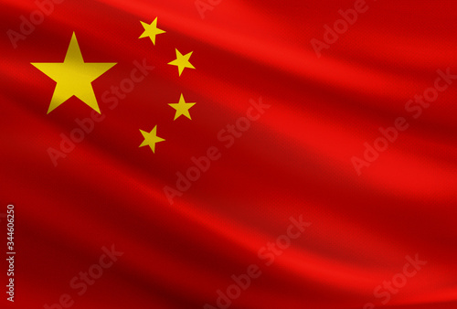 Photography China national flag with fabric texture.