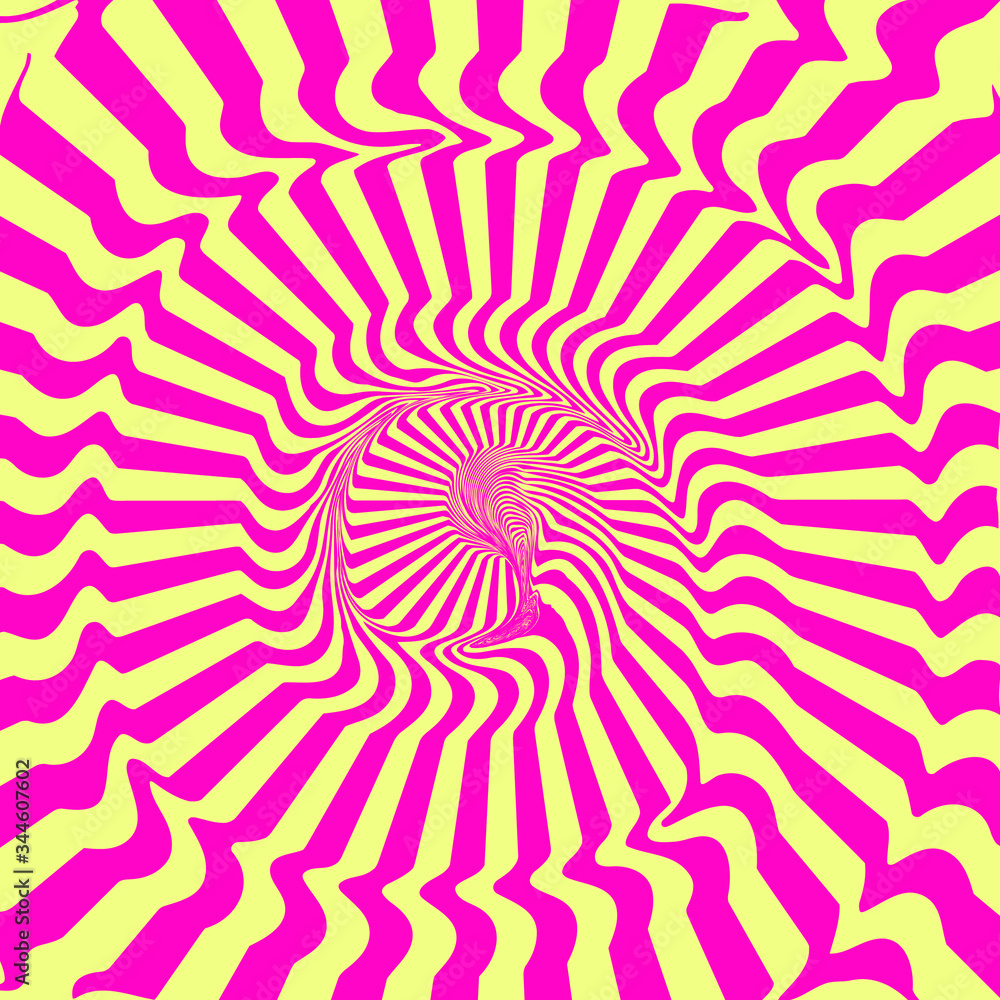 3d sunburst vector drawn as swirl. illusional and hypnotic effect. it can be used as background