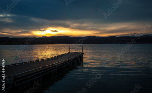 Lake Champlain Sunset Vermont New York Border Bridge