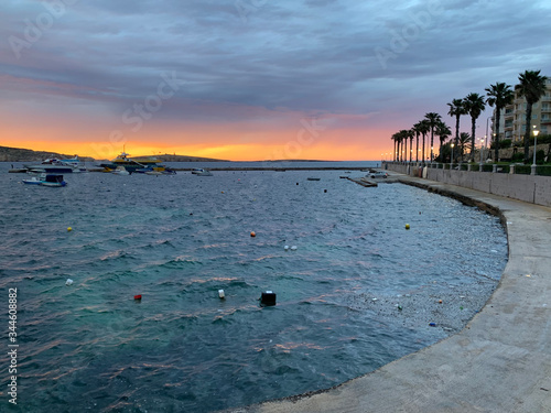 Colorfull Sunset in Saint Pauls Bay, Malta