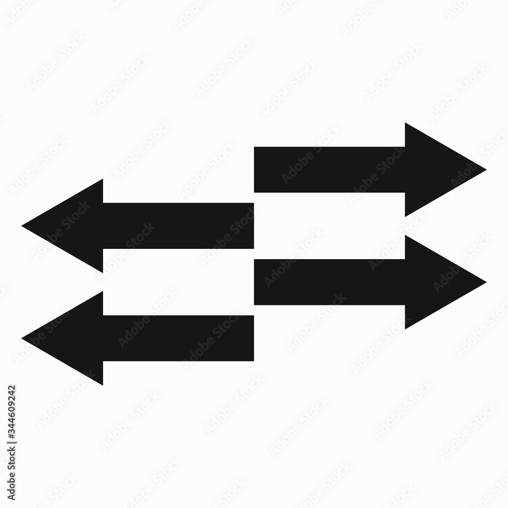 Simple icon of the movement of the arrows in the right and left. Illustration of selection icon. Vector icon. Simple icon of the movement of the arrows in the right and left. Illustration of selection icon. Vector icon.