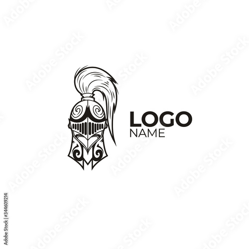 Diseño de logotipo creativo de casco de caballero  con Icon Vector